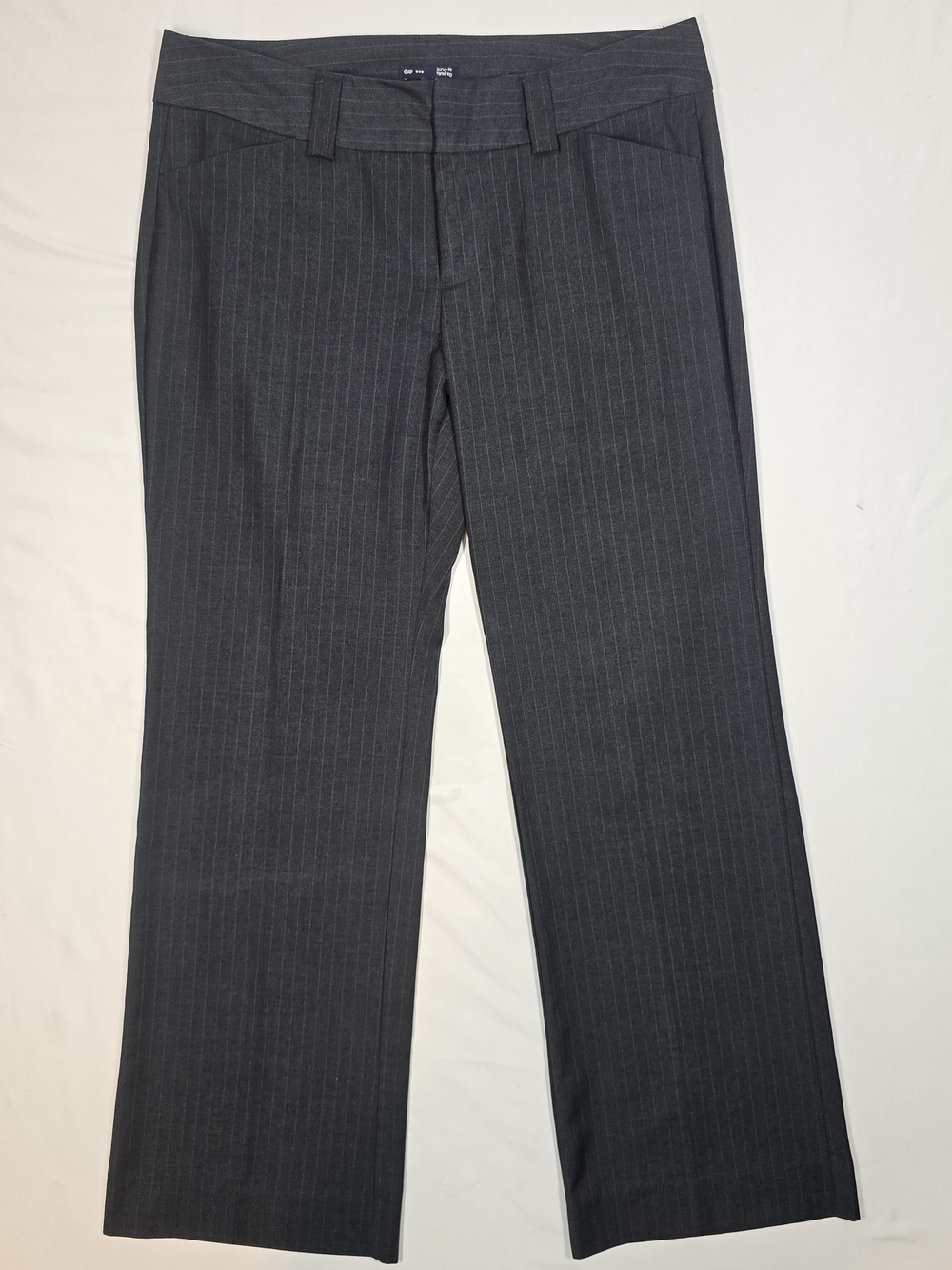 Gap Curvy Fit Flared Leg Pinstripe Dress Pants Size 10R Charcoal Grey